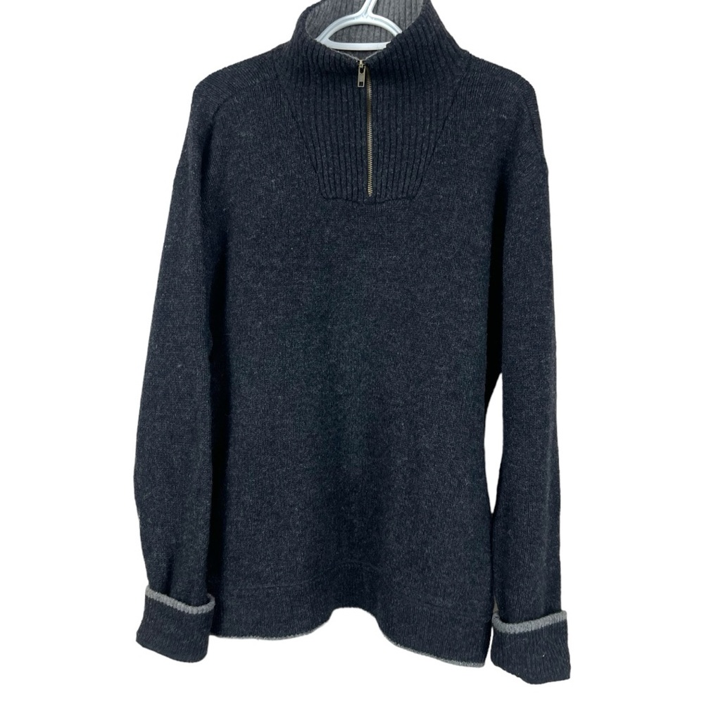 IrelandsEye 100% Lambswool quarter Zip Pullover Sweater grey M
